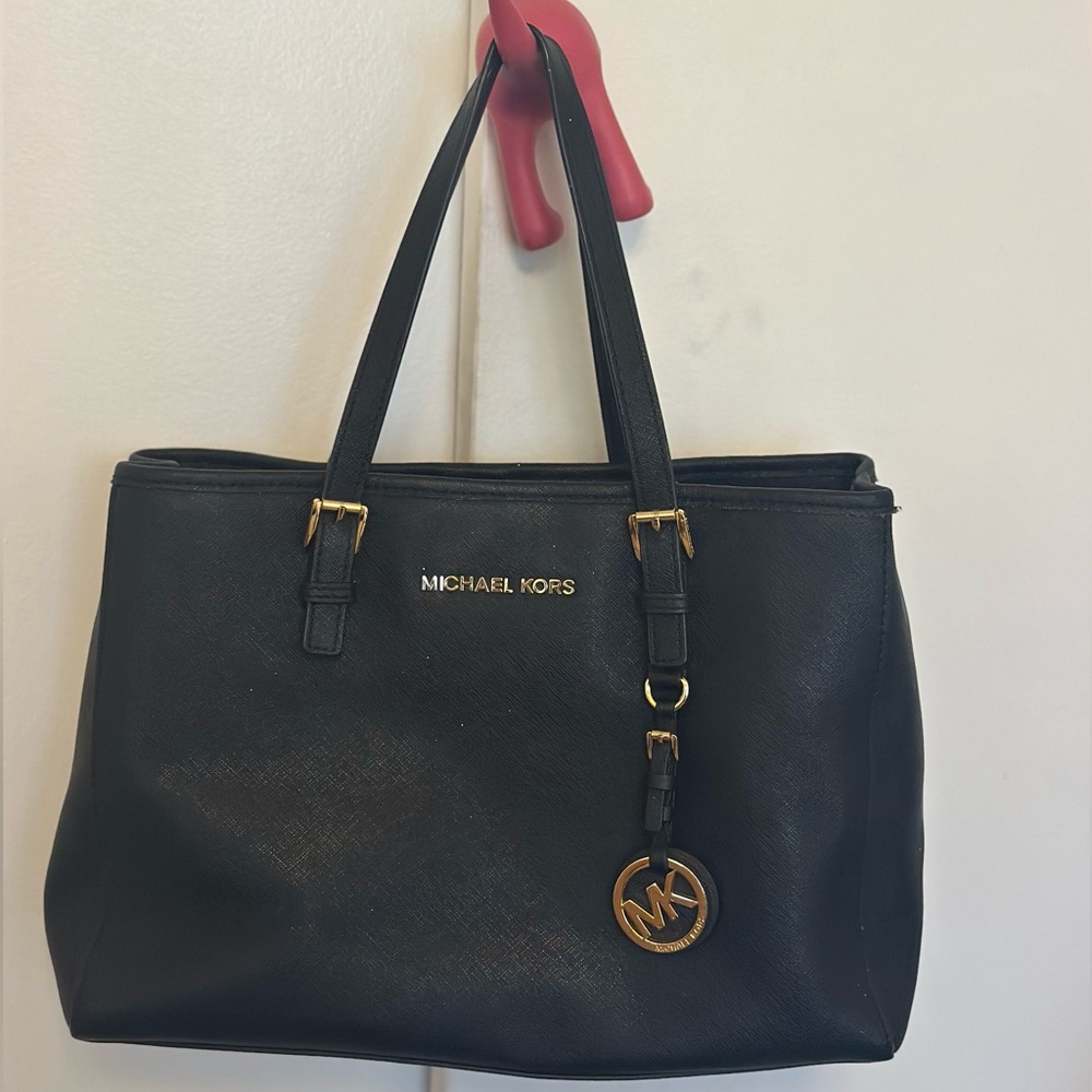 Michael Kors Black Tote with Gold Accents